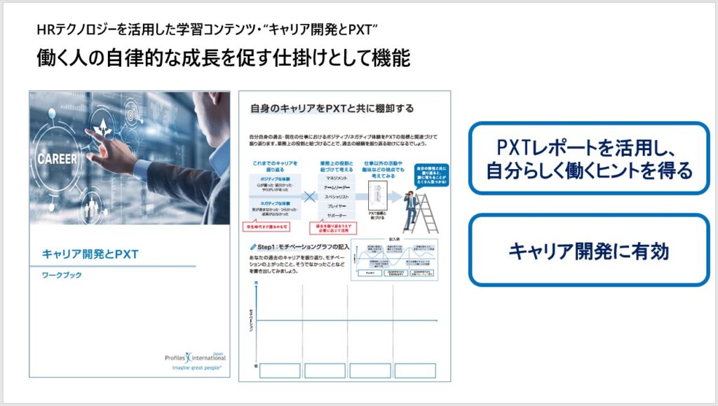 資料HRテクノロジーを活用した学習コンテンツ・”キャリア開発とPXT”（出典：「キャリア開発とPXT」）